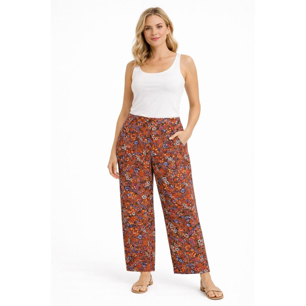 Maeve by Anthropologie Floral Wide Leg Trousers Size 8